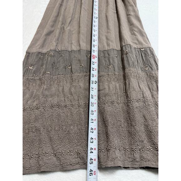 Johnny Was Beige Embroidered Overlay Maxi Dress Size Small Sleeveless - Picture 6 of 7